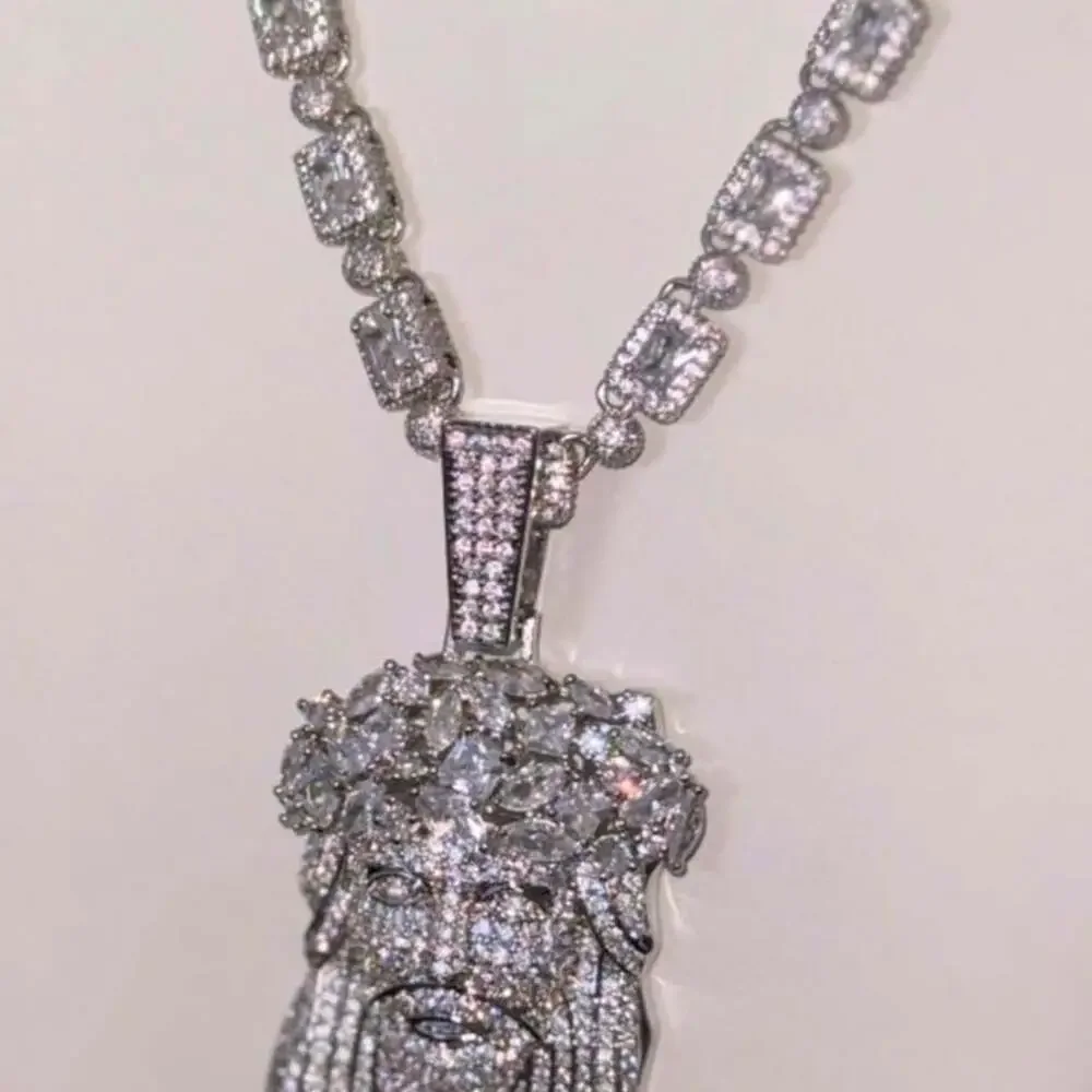 Jesus Pendant And Tennis Cluster 20inch